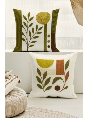 Çift Tarafı Dijital Baskılı  4'lü Kırlent Kılıfı Seti (Panç /punch Nakış Desen Görünümlü)