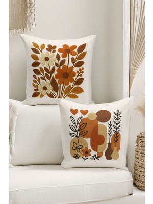 Çift Tarafı Dijital Baskılı  4'lü Kırlent Kılıfı Seti (Panç /punch Nakış Desen Görünümlü)