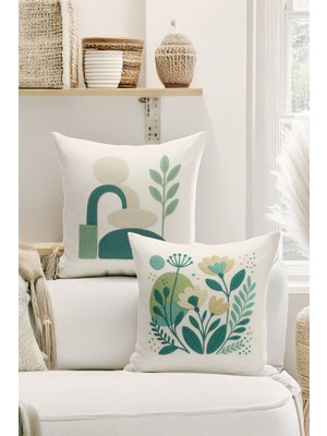 Çift Tarafı Dijital Baskılı  4'lü Kırlent Kılıfı Seti (Panç /punch Nakış Desen Görünümlü)