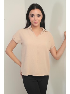 Polo Yaka Duble Kol Ayrobin Bluz
