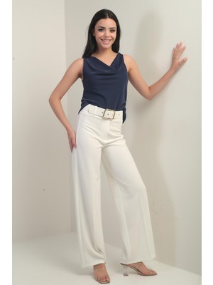 Kadın Scuba Krep Likralı Palazzo Pantolon