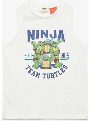 Koton Lisanslı Pamuklu Kolsuz Bisiklet Yaka Ninja Turtles Baskılı Atlet