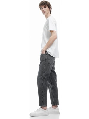 Koton Pamuklu Bol Kesim Düğmeli Jean Pantolon - Loose Straight Fit Jean