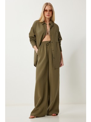 Oversize Müslin Gömlek Pantolon Takım LSA0014 HAKİ