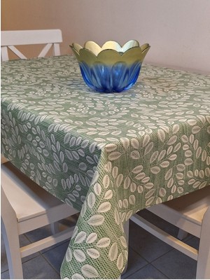 Başak Ev Tekstili Elyaflı Pvc Muşamba - Desenli Silinebilir Masa Örtüsü (Yeşil)