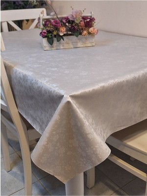 Başak Ev Tekstili Elyaflı Pvc Muşamba - Desenli Silinebilir Masa Örtüsü ( Gri)