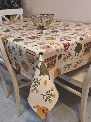 Başak Ev Tekstili Elyaflı Pvc Muşamba - Desenli Silinebilir Masa Örtüsü ( Yeşil)