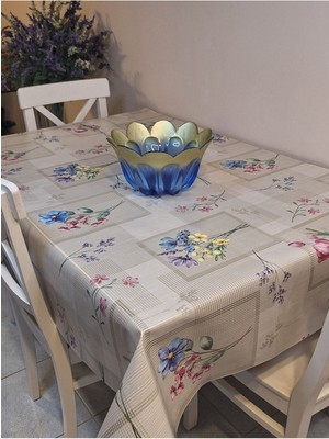 Başak Ev Tekstili Elyaflı Pvc Muşamba - Desenli Silinebilir Masa Örtüsü ( Bej)