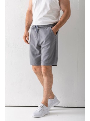 Erkek Beli Ayarlanabilir Çift Cepli Şort Gri - 9239