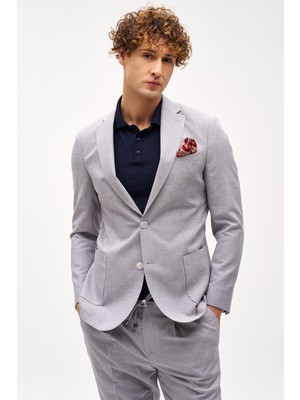 Erkek Bej Slim Fit / Dar Kalıp Mono Yaka Takım Elbise