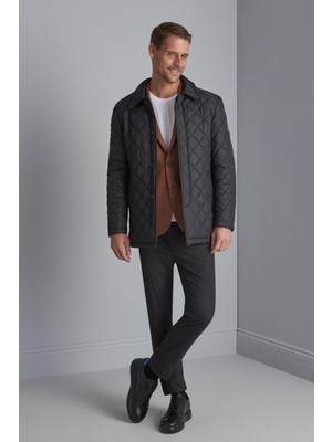 İGS Erkek Kapitone Düğmeli Klasik Mont – Siyah