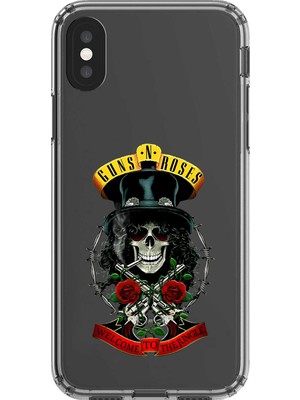 Dali Design iPhone x Uyumlu Şeffaf Kılıf Guns N' Roses Tasarımlı
