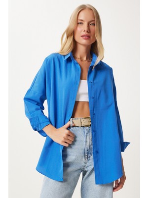 Oversize Basic Gömlek LDD0003 CANLI MAVİ
