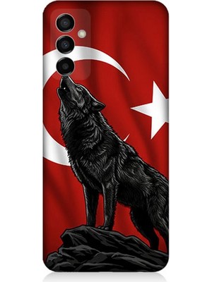 Samsung Galaxy M23 Uyumlu Ay Yıldızlı Uluyan Kurt  Desenli Silikon Kılıf