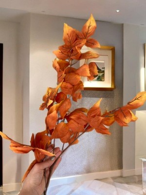 Uzun Yapay Sonbahar Yaprak Buketi Turuncu
