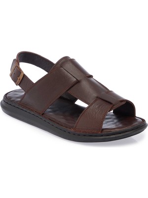 Tergan  Kahve Hakiki Deri Erkek Sandalet - E25Y1SN57154-A24