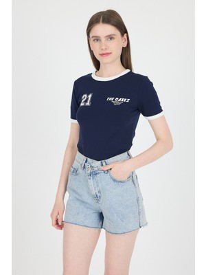 Laci Ribanalı Yazı Baskılı Slim Fit Tişört 5981