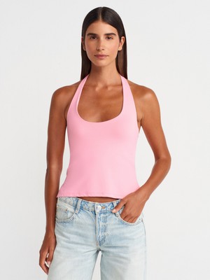 31753 Halter Yaka Top-Pembe