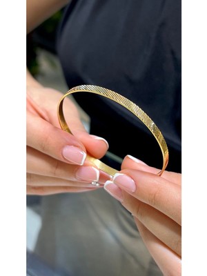 Kuyumcu Nurettin 9 gr (Gram) Sarmal Desenli Kibrit Çöpü Bilezik 22 Ayar Altın