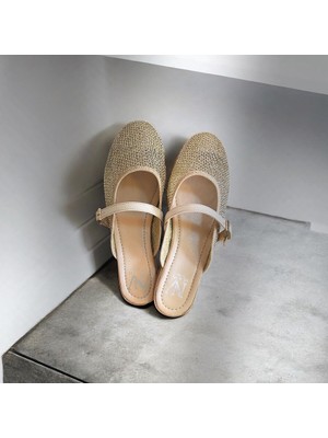 Altın File Zırh Tek Bantlı Kadın Sabo Terlik