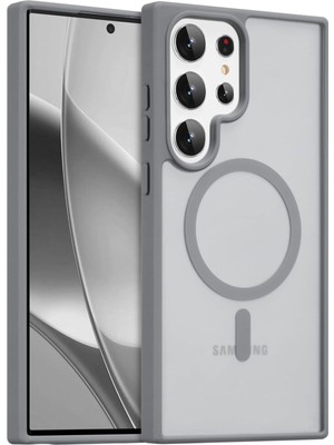 Fibaks Galaxy S23 Ultra Kılıf Kamera Çıkıntılı Magsafe Şarj Destekli Metal Tuşlu Yumuşak Kenarlı Mat Kapak