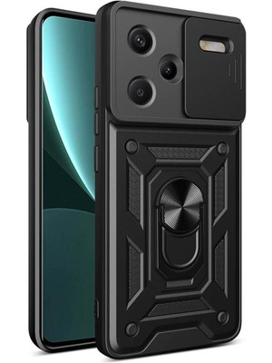 Fibaks Xiaomi Redmi Note 13 Pro Plus 5g Kılıf Kamera Korumalı Sürgülü Yüzüklü Armor Tank Kapak