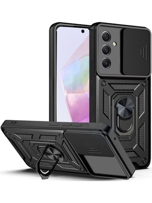 Fibaks Samsung Galaxy S25 Plus Kılıf Kamera Korumalı Sürgülü Yüzüklü Armor Military Tank Koruyucu Kapak