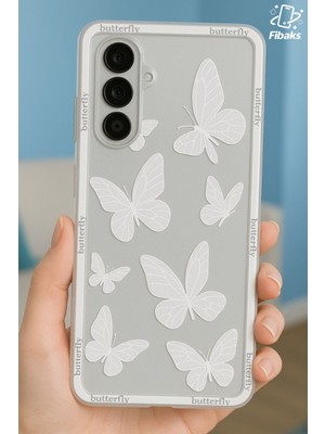Samsung Galaxy A54 Kılıf Kamera Korumalı Şeffaf Kelebek Desenli Esnek Yumuşak Silikon Kapak