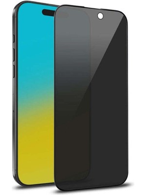 Fibaks Apple iPhone 16/14 Pro/15 Hayalet Gizlilik Filtreli 150C Antistatik Ekran Koruyucu Tam Kapatan Temperli Kırılmaz Cam