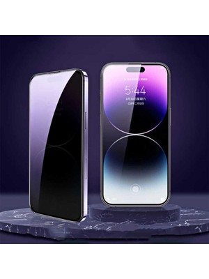 Fibaks Apple iPhone 15/14 Pro/16 Gizlilik Filtreli 150C Antistatik Hayalet Ekran Koruyucu Tam Kapatan Tamperli Kırılmaz Cam