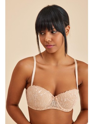 Amarelle Amy Ten Balenli Dantelli Dolgusuz  Pedli Toparlayıcı Straplez Sütyen