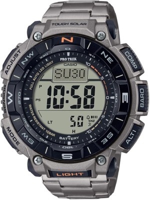 Casio Protek PRG-340T-7DR Erkek Kol Saati Suya Dayanıklı Dijital Fonksiyonlar Gri Titanyum Kordon