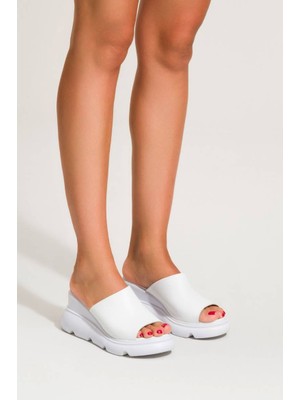 Kadın Cilt Hakiki Deri Dolgu Topuklu Terlik 6307