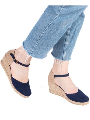Gerçek Elişi Hasır Dolgu Topuk Keten Hasır Kadın Espadril Handmade
