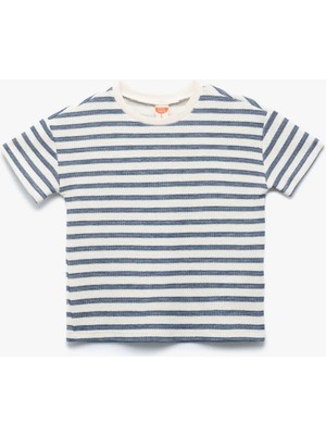 Koton Erkek Çocuk  Bisiklet Yaka Çizgili Tişört 5SMB10338TK