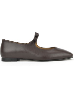 Ziya, Kadın Hakiki Deri Babet 1531054Z3441 Kahve