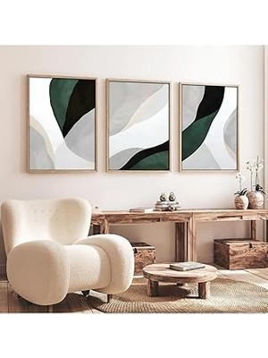 Huhuli Ahşap Çerçeveli Modern 3’lü Tablo HUHU229