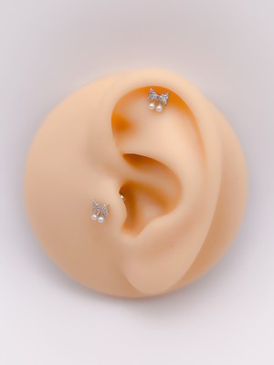Cerrahi Çelik Piercing Zirkon Taşlı Fiyonk Figürlü Kıkırdak Helix Tragus PIERCING(1ADET)