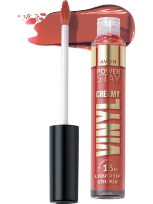 Avon Power Stay Kremsi Vinyl Likit Ruj - Ambitious Apricot