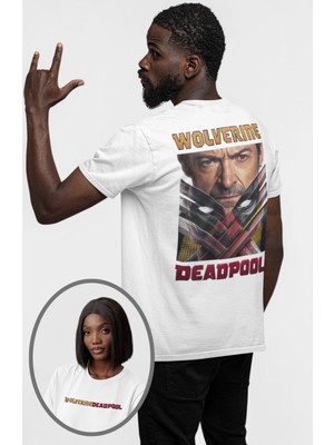 Unisex Deadpool Wolverine Sırt Yazılı Tişört, Oversize Deadpool Baskılı T-Shirt