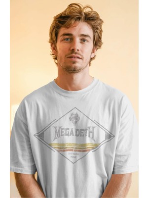 Fuddy Moda Unisex Best Metal Music Megadeth Baskılı Tişört, Oversize Rock Band Temalı T-Shirt
