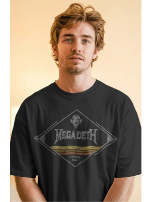 Fuddy Moda Unisex Best Metal Music Megadeth Baskılı Tişört, Oversize Rock Band Temalı T-Shirt