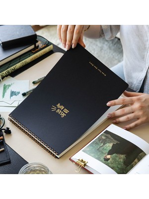A4 Siyah Kraft Kapak 60 Yaprak 140 Gr. Perforajlı Eskiz Defteri - Sketch Book