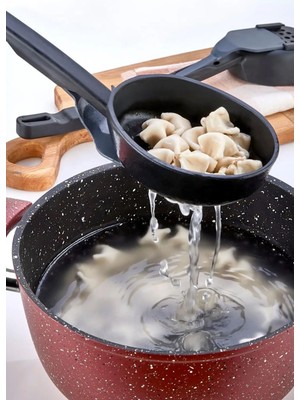 Sert Plastik Isıya Dayanıklı Yanmaz Yapışmaz 3’ü 1 Arada Kepçe Kevgir Kaşık Servis Kepçesi