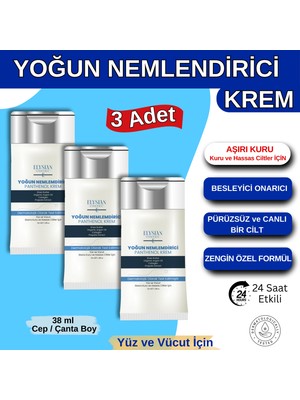 Elysian Essence Yoğun Nemlendirici Panthenol Yüz ve Vücut Kremi Cep, Çanta, Küçük Boy 3'lü Set | Kuru ve Hassas Ciltlere 24 Saat Bakım - Organik Argan Yağı, Shea Butter Yağı Propolis Collagen Içerikli