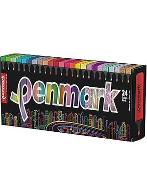 Penmark Fosforlu Kalem 24'lü Süper Kutu 6 Neon ve 6 Pastel ve 6 Tropik ve 6 Simli