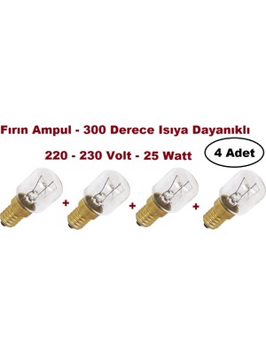 FullYedek 25 Watt Fırın Ampul 300 Derece Sıcaklığa Dayanıklı Fırın Ampül 4