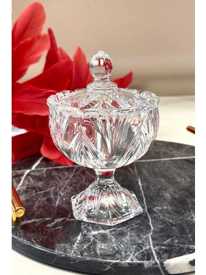 Elmas Ayaklı Cam Şekerlik - Sunumluk - Lokumluk 14 cm