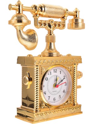 Fırsat 7 Vintage Telefon Masa Saati Nostaljik Dekoratif Çalar Masa Saat Pilli Gold ve Gümüş Renkleriyle