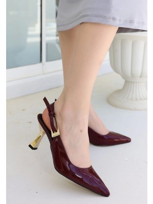 Zalin Bordo Rugan Topuklu Ayakkabı